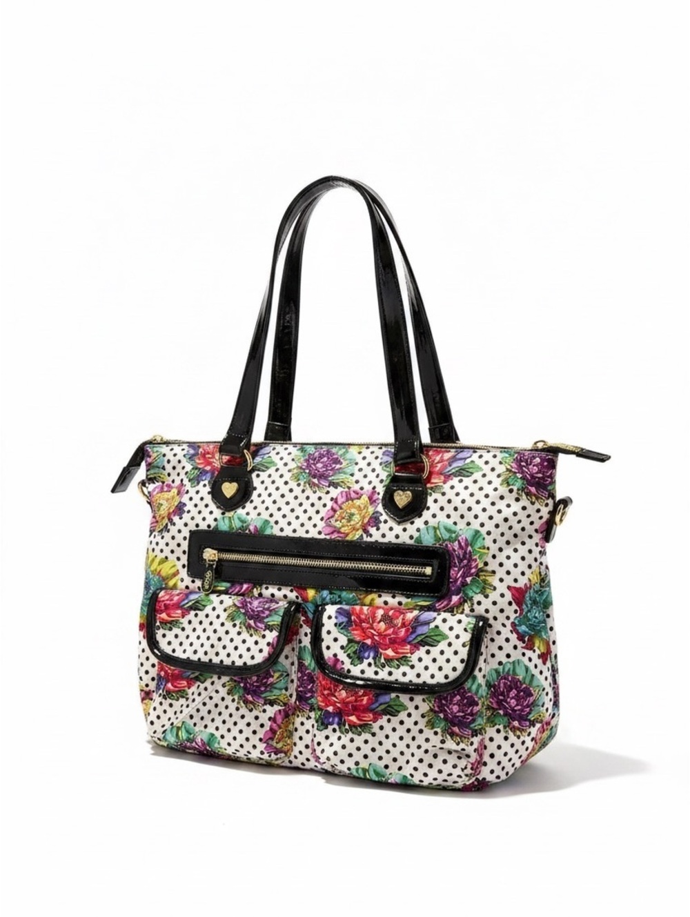 Betsey Johnson Floral Polka Dot Tote Bag